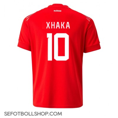 Billiga Schweiz Granit Xhaka #10 Hemma fotbollskläder VM 2022 Kortärmad
